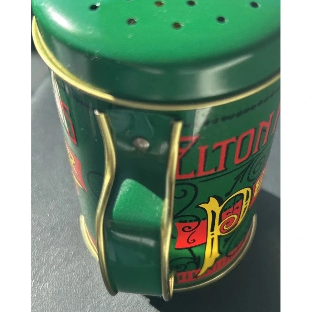 Norpro Salt & Pepper shakers metal with handle tin plated steel retro